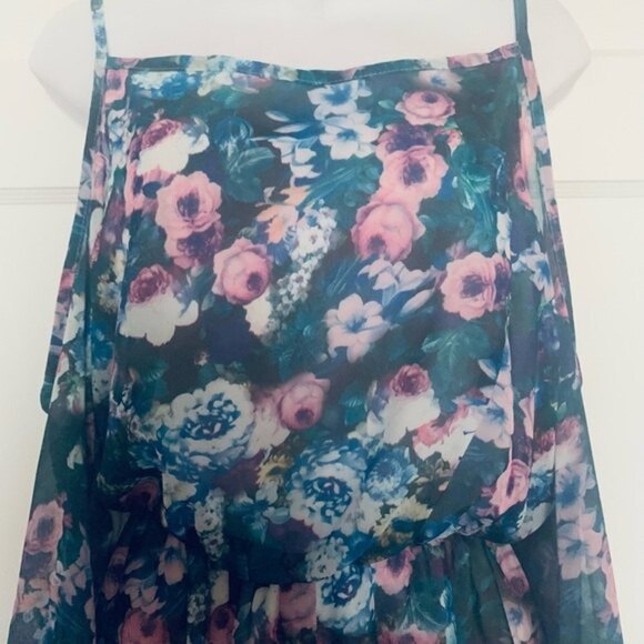 Nordstrom Let Them Eat Cake Open Cold Shoulder‎ Floral Pattern Flowy Romper SZ M - Picture 10 of 16